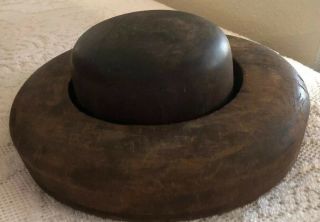 Antique 2 Piece Wood Block Hat Making Mold Form Columbia & Gerner Millinery