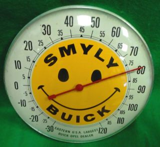 Vintage " Smyly Buick / Opel " Dealership Promotional " Smiley Face " Thermometer.