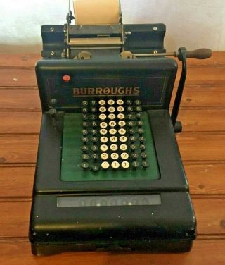Antique 63 Key Burroughs Hand Crank Adding Machine 228940