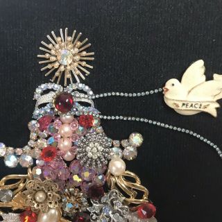 Vintage Jewelry Art Christmas Tree Framed 2