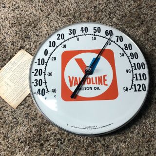 Vintage Valvoline Motor Oil Thermometer Advertising Sign Jumbo Dial Made In Usa