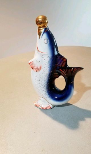 Porcelain Figurine Fish Soviet Russian Decanter Bottle Ceramic