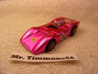 Hot Wheels Redline 1970 Hk Pink Ferrari 312p - Has Us Glass Restored