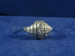 18ct White Gold & Platinum Art Deco Stepped Diamond Ring Ring,  Size N 1/2