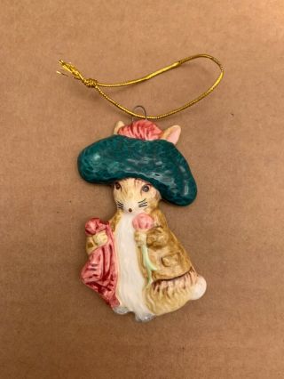 Vintage 1982 Schmid Beatrix Potter Mrs Flopsy Bunny Christmas Ornament,  Sticker