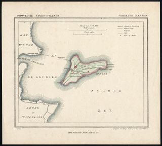 Antique Map - Netherlands - Town Plan - Marken - Island - Noord Holland - Kuyper - 1865