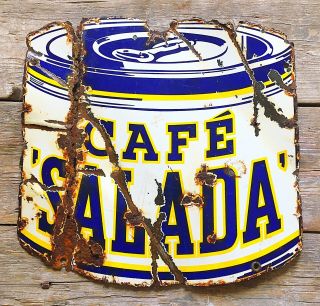 1940 - 50’s CafÉ Salada Porcelain Sign