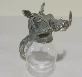 Vintage Selangor Frankli Pewter Wild Animal Shot Glass Collectible - Wart Hog