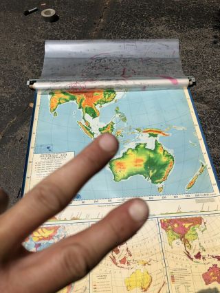 Nystrom Pull Down America Map Globe School McNally Vtg Classroom USA Wall Asia 3