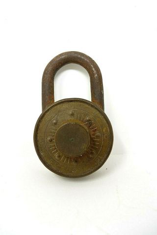 Vintage Early Dudley Brass Combination Padlock - No Combo Pat.  Sept.  7 1920