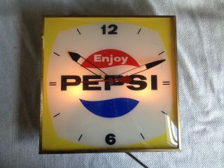 Rare Enjoy Pepsi Cola Soda Wall Clock Sign Made In Montreal Quebec Canada