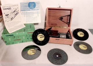 Vintage Thorens Ad30 Disc Music Box W/ Box & Instructions,  5 Discs