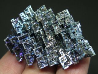 46mm 0.  9oz Blue Bismuth Crystal Cluster Mineral Specimen