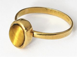 22ct 22k Gold Ring Tiger Eye Cabochon Gemstone Ring - Hallmarked