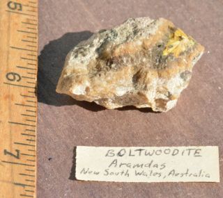 Boltwoodite,  Aramdas South Wales,  Australia,  Monoclinic,  Uranophane Group.