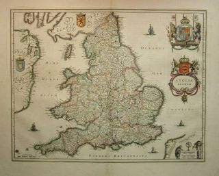 Antique Map Of England And Wales By Johannes Jansson 1646
