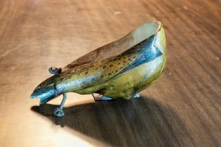 Vintage Wooden Canoe Cup With Fish Handle Speckled Trout - Handmade - Carved