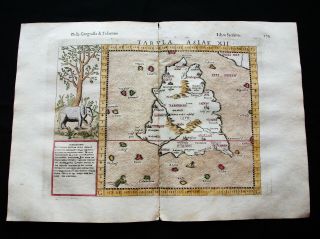 1599 Ptolemy Map: Tabula Asiae Xii°: Asia,  India,  Sri Lanka,  Ceylon.