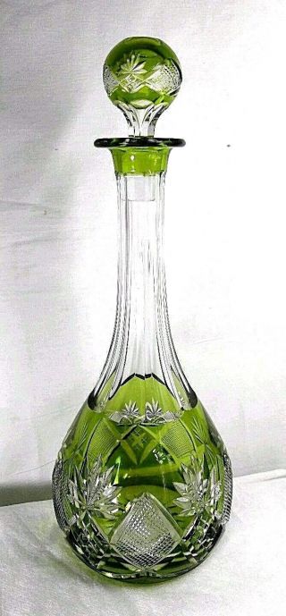 Antique Val St.  Lambert Signed Cut Crystal Wine Glass Decanter 16 " X 5 "