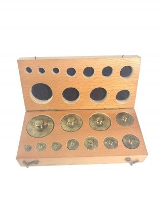 Vintage 11 Piece Brass Scale Weight Set - 1 Gram - 200 Grams
