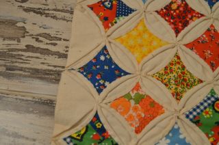 Vintage Hand Stitched Cathedral Window Quilt Blocks Sampler 18 1/4 