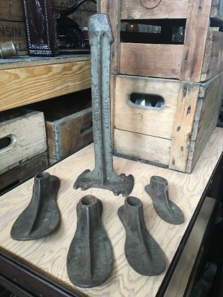 Antique Cast Iron Cobbler Shoe Making Molds Stand Forms S.  Milwaukee Wisconsin