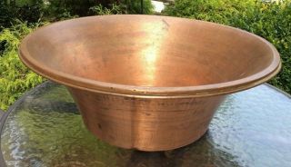 Large Vintage Brass Copper Bowl Bucket Planter 19 - 1/2 " Diameter