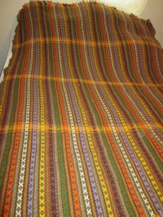 Vintage Amana Woolen Mills Wool Blanket Throw Fall Colors Fringe 54 " X 64 "