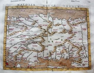 1599 PTOLEMY: map: NATOLIA NOVA TABULAE: ASIA MINOR,  MIDDLE EAST,  TURKEY 2