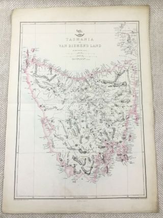 Antique Map Of Tasmania Van Diemen 