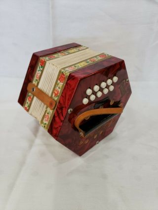 Vintage Scholar Anglo Concertina Accordion Squeeze Box,  20 Button Diatonic,  Gdr