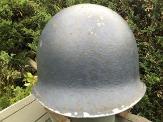 WW2 US Navy Painted M1 Fixed Bale Helmet W/ Westinghouse Rayon Suspension Liner 2