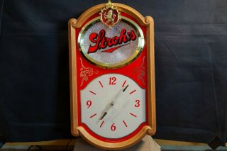 Vintage Stroh ' s Lighted Beer Sign And Clock,  Authentic Distributor Advert 1983 2