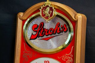 Vintage Stroh ' s Lighted Beer Sign And Clock,  Authentic Distributor Advert 1983 3