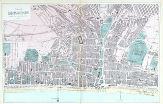 Brighton & Hove,  1883 - Antique Map / Street Plan,  Bacon.