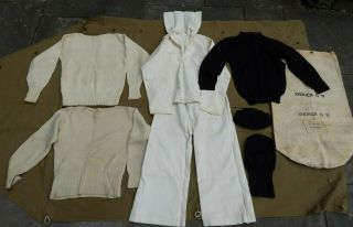 Wwii U.  S.  Navy Uniform Grouping,  Navy Sweaters,  Navy Watch Cap,  Cotton Uniform,