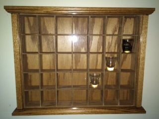 Hand Crafted Oak Shot Glass Display Case (holds 35 Shot Glasses) Wee Mini Small
