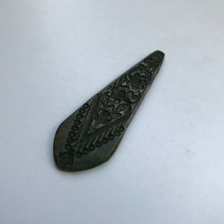 18th C Antique Or Old Bell Metal Jewelry Stamp Die Seal Flower Patterns