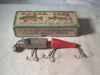 Vintage Wood Fishing Lure Creek Chub Jointed Pikie Pickerel Red Tail Ge Dlt Nib
