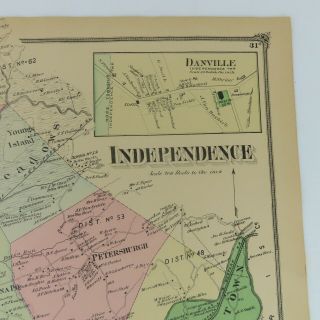 1874 Map Independence,  NJ F.  W.  Beers Warren County Danville Vienna 2