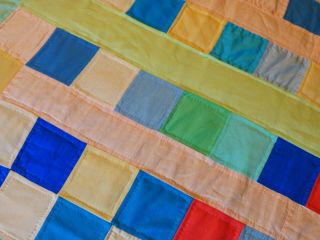 Amish Hand Made Block Quilt Throw Blanket 46x56 Hand Quilted,