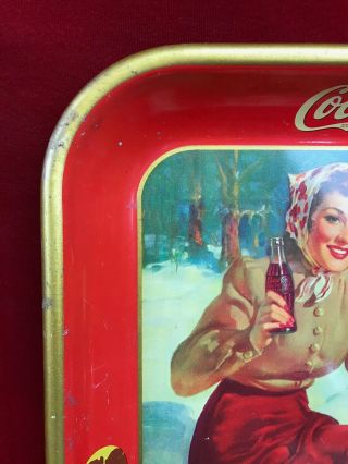 Authentic 1941 Skater Girl Coca - Cola Serving Tray Coke Tray 2