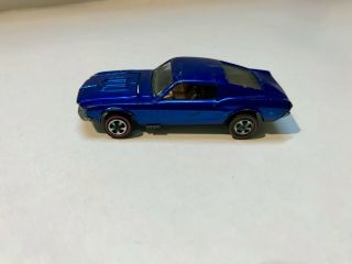 " Custom Mustang " 1968 Hot Wheels Redline Car Blue/caramel Brown Int Us