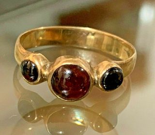 Antique Victorian 9ct Gold And Cabachon Garnet Ring Uk Size N,