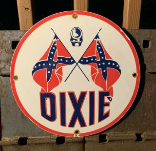 Vintage 1940s Dixie Oil Co Porcelain Sign,  Pump Plate,  Service Station,  Gasoline
