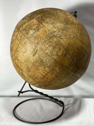 Antique C.  1870 Terrestrial World Globe Wire Stand Paper Buda Pesth