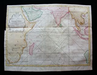 1754 Bellin: Ocean Map: Asia,  Africa,  Arabia,  Australia,  East Indies.