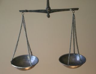 Antique Balance Pan Scale With Weights