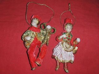 2 Vintage Germany Koestel Wax Christmas Angels Tree Ornaments Fairy Tale