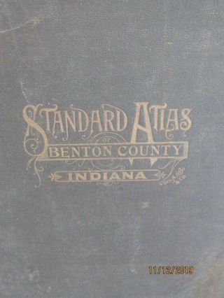 Antique 1909 Standard Atlas Of Benton County Indiana